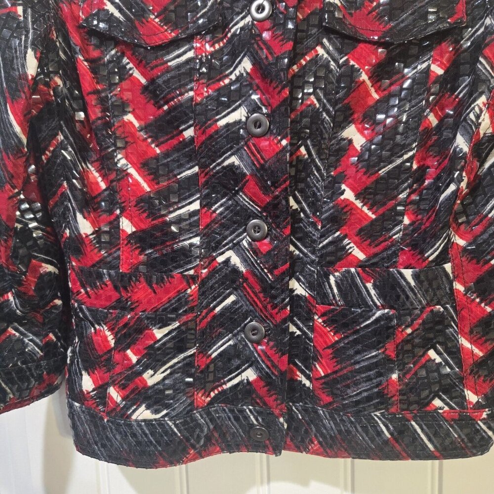 Ruby Rd. Size 6 Shiny Vinyl Button Front Jacket B… - image 6